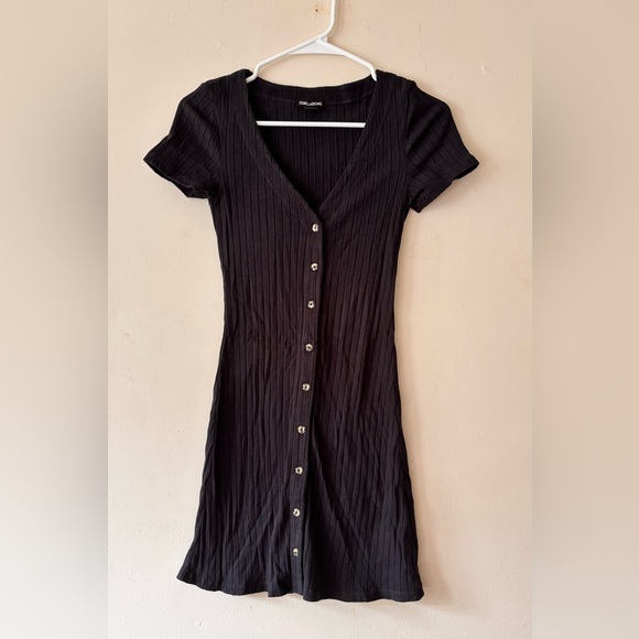 BILLABONG BLACK SHORT SLEEVE BUTTON DRESS. SMALL - Picture 1 of 15